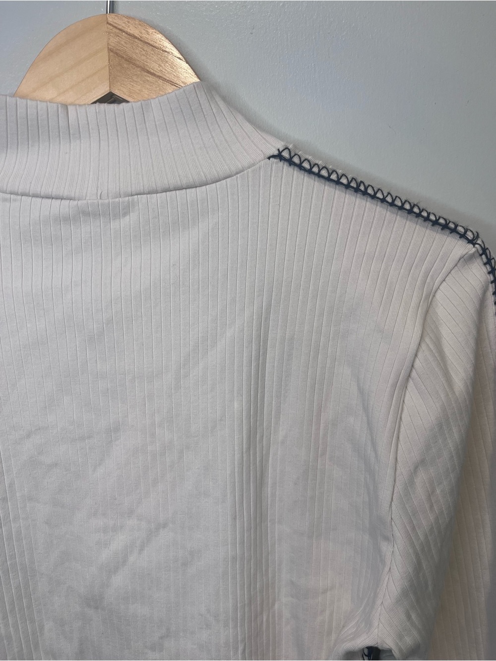 J. Crew Cream Ribbed Mock Neck Top - Picture 5 of 5